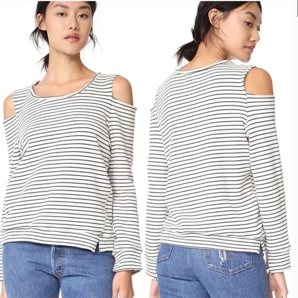 McGuire Denim Wildair Cold Shoulder Sweatshirt Ski Stripe Size XS NWOT